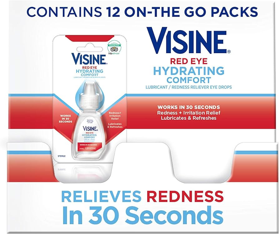 Visine Red Eye Hydrating Comfort Redness Relief and Lubricant Eye Drops to Relieve Red Eyes Due t... | Amazon (US)
