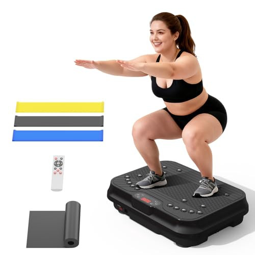 Vibration Plate Exercise Machine for Lymphatic Drainage,Power Vibrate Stand Shake Board 400 Lbs Capacity Fitness Platform with Fitness Resistance Bands Weight Loss Gifts for Women Men | Amazon (US)
