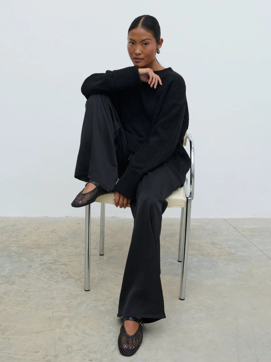 Breya Satin Drawstring Trousers - Black | Pretty Lavish (UK)