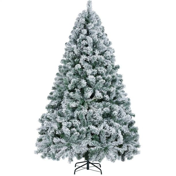 SmileMart 6ft Snow Frosted Christmas Tree Foldable Pre-lit Flocked Decorative Artificial Christma... | Walmart (US)
