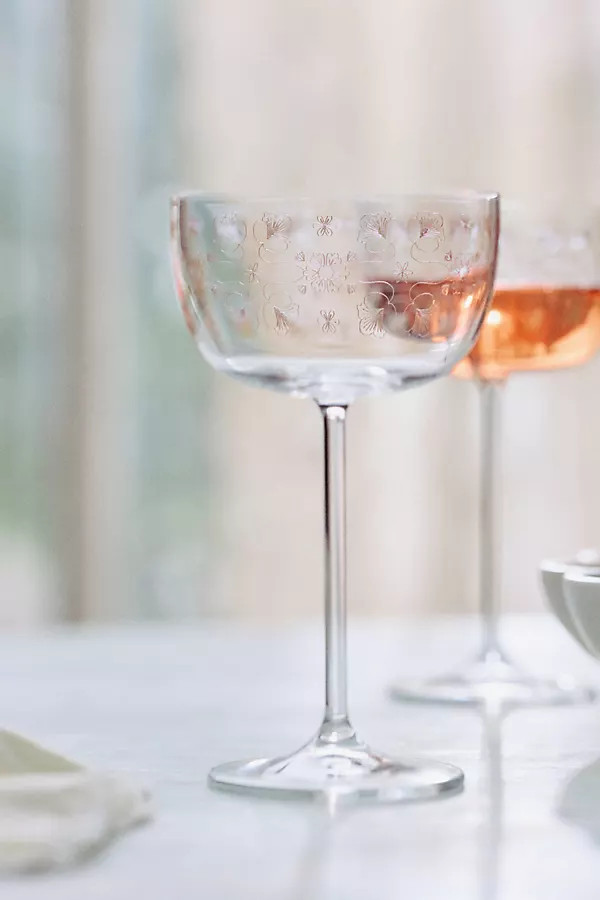 Flora Coupe Glasses, Set of 4 | Anthropologie (US)