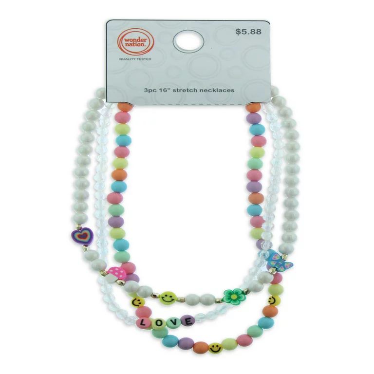 Wonder Nation Kids Stretch Mushroom Necklace Set, 3 Pack Multi-color | Walmart (US)