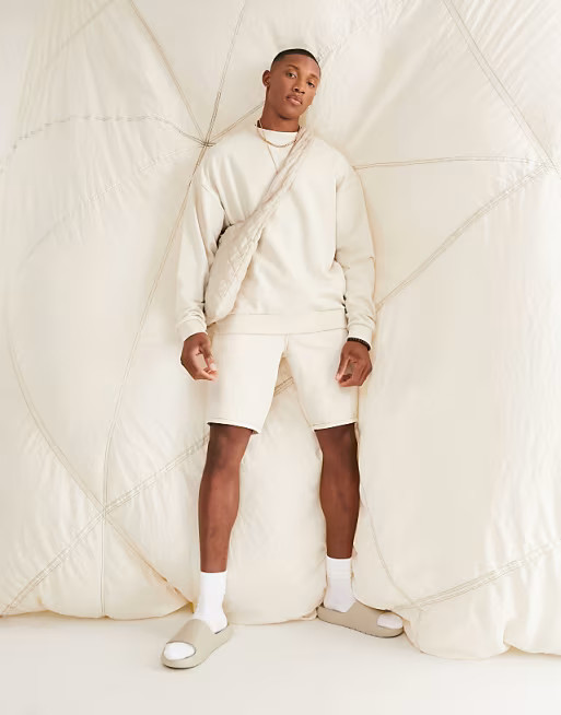 ASOS DESIGN oversized sweatshirt in beige | ASOS (Global)