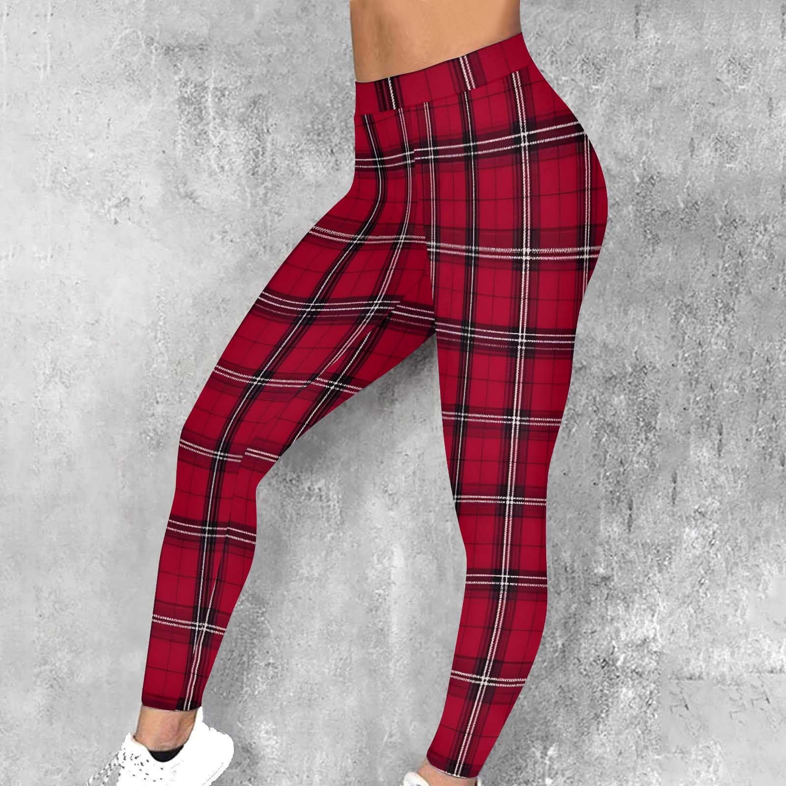 Roncen Women's Christmas Plaid Printed Leggings - Elastic Stretch Fitness Running Casual Pants wi... | Walmart (US)