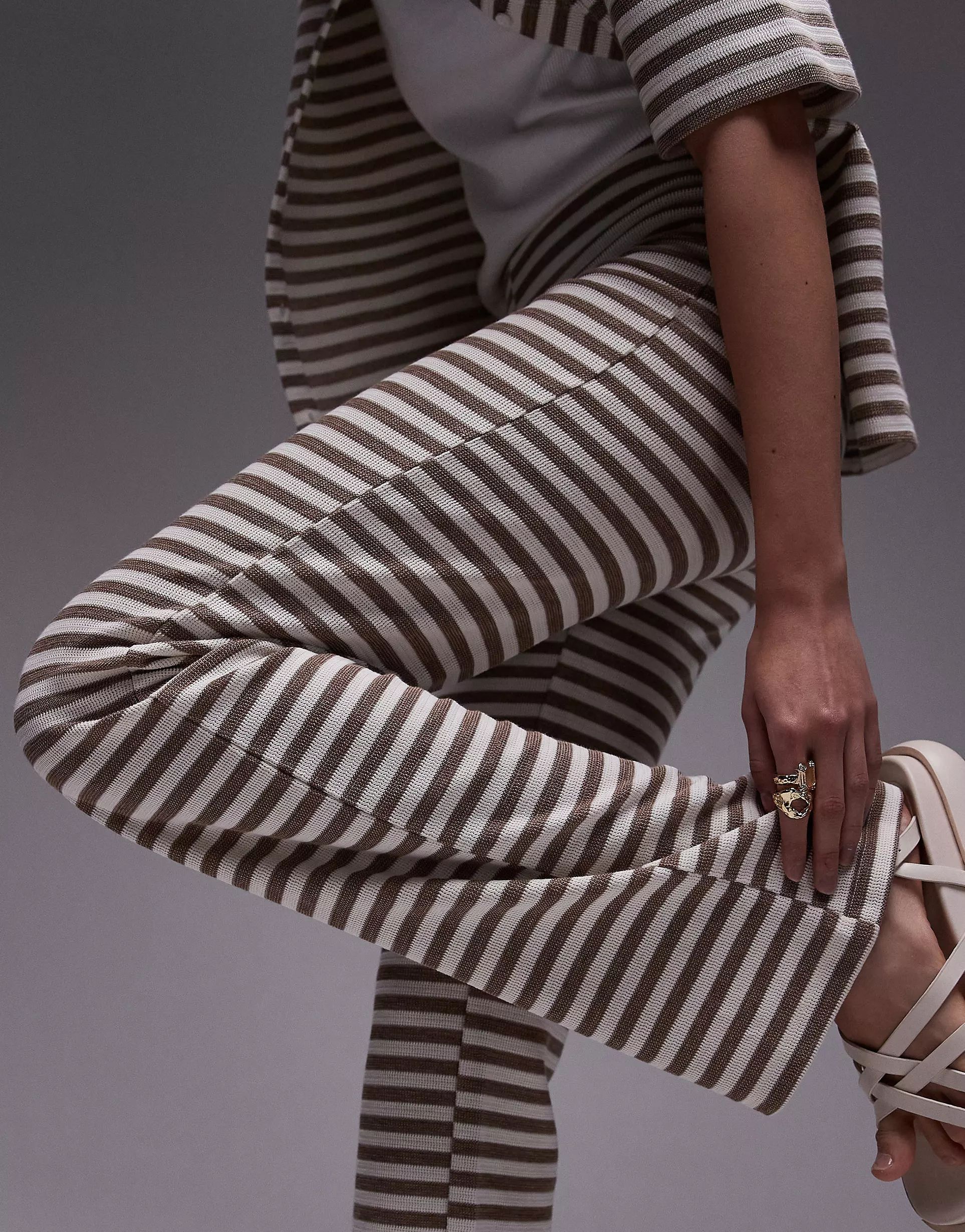 Topshop co-ord stripe wide leg trousers in neutral | ASOS (Global)