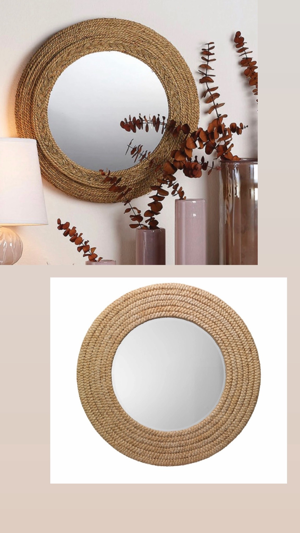 Round Jute/woven mirrors. Perfect for coastal calm aesthetic.

#LTKHome