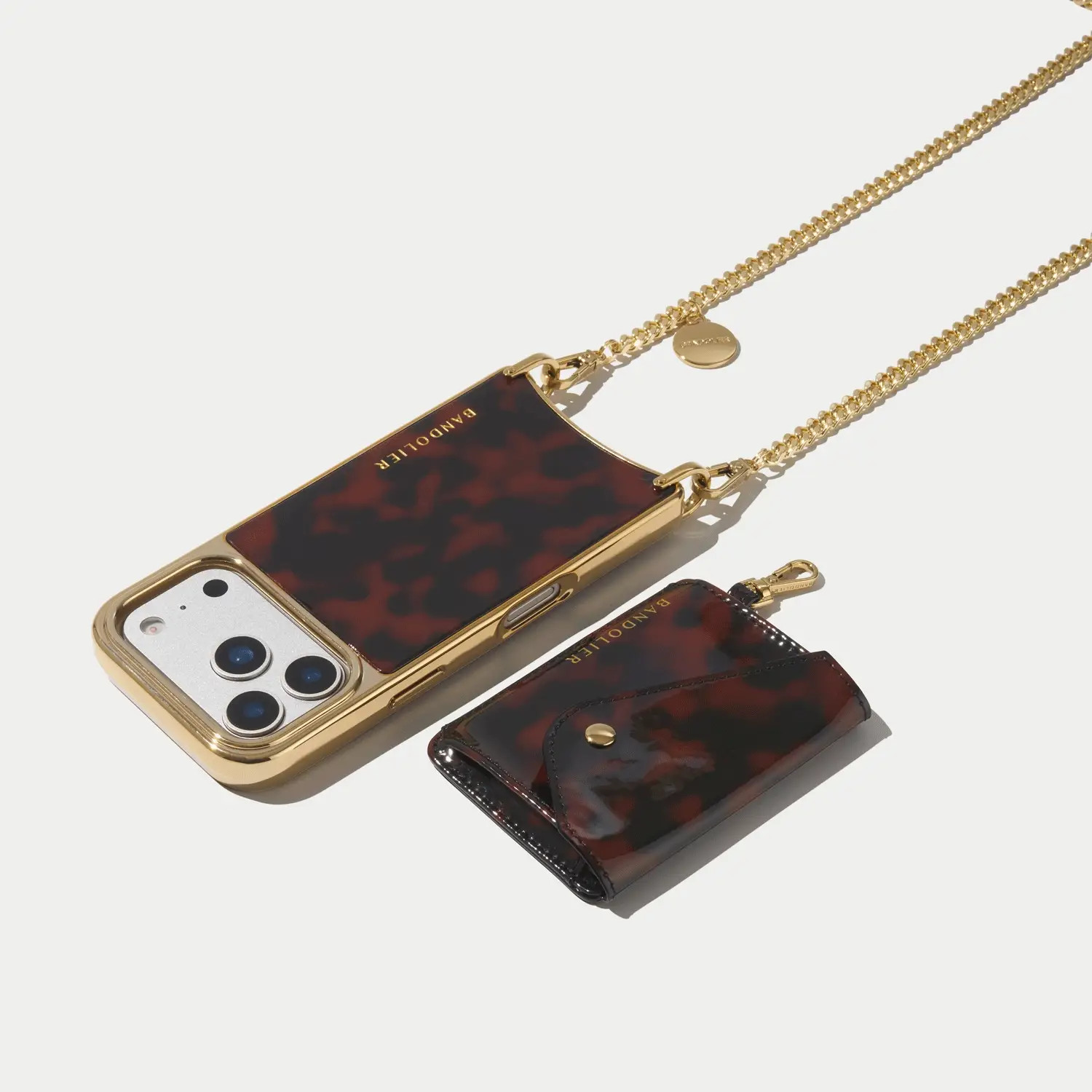 Rio Magnet Crossbody Phone Case - Tortoise/Chrome Gold | Bandolier