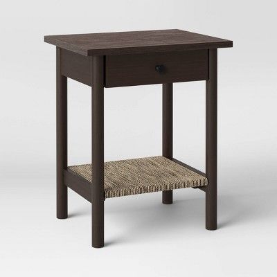 Woven Shelf Accent Table with Drawer Dark Brown - Threshold™ | Target