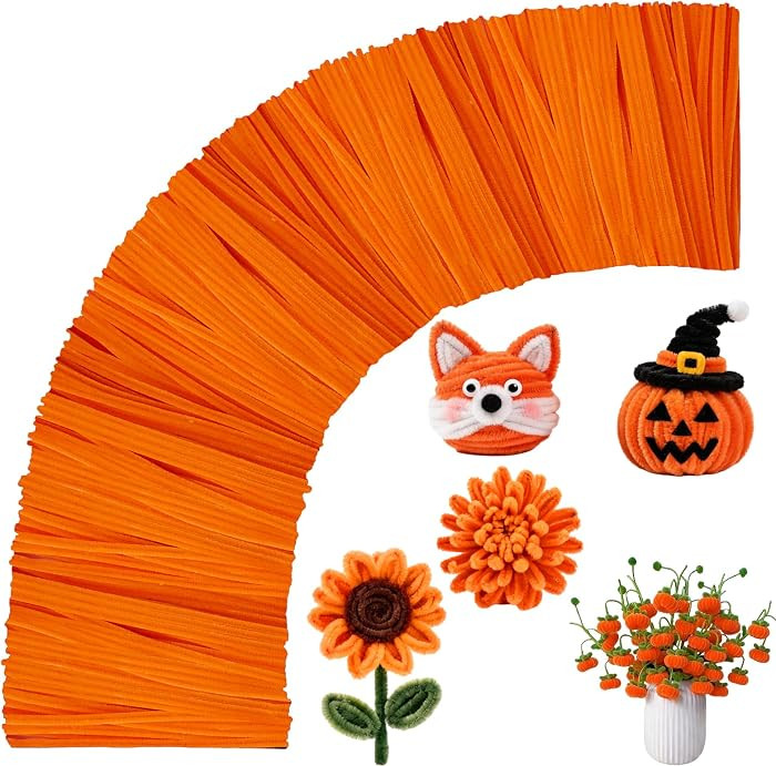 Orange Pipe Cleaners Crafts,Art Supplies,200pcs Chenille Stem,Solid Color Pipe Cleaners Set for D... | Amazon (US)