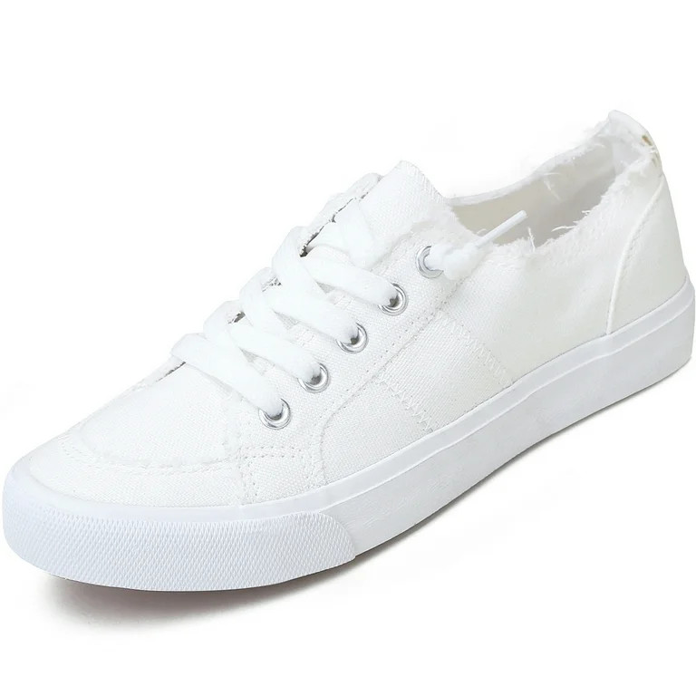 Obtaom Women's Play Fashion Sneaker White Comfortable Walking Shoes Canvas Slip on Shoes(White US... | Walmart (US)