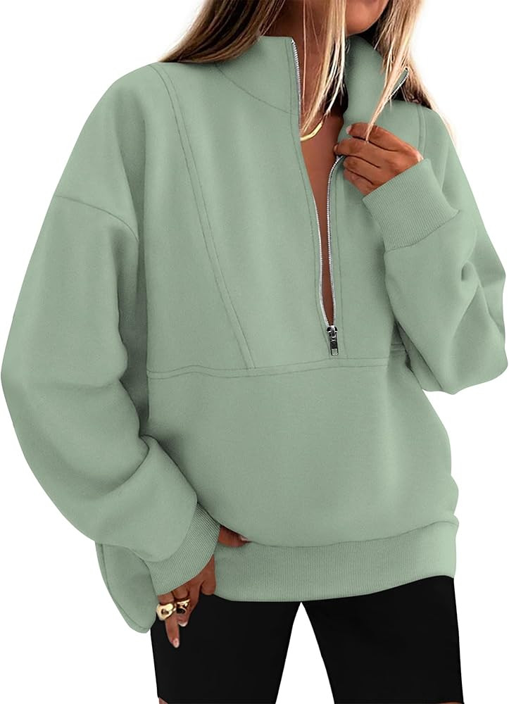 KIRUNDO Sweatshirt for Women 2025 Fall Half Zip Pullover Oversized Fleece Mock Neck Hoodies Fashi... | Amazon (US)