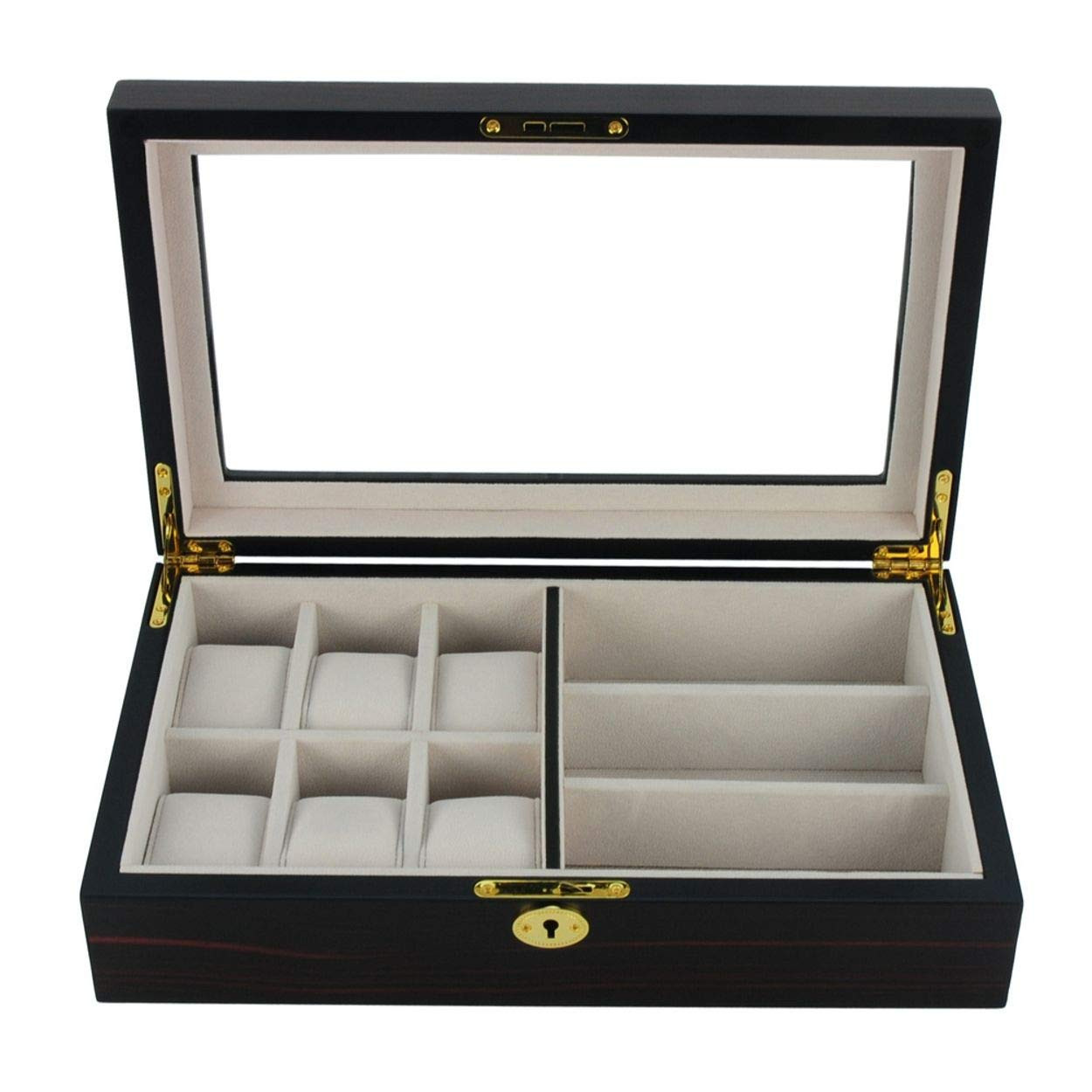 6 Piece Watch Case and 3 Piece Eyeglasses Storage Ebony Wood Combo Jewelry Box Sunglass Glasses D... | Amazon (US)