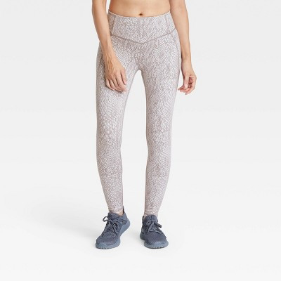 Women's Snake Print Jacquard Leggings - All in Motion™ True White XS | Target