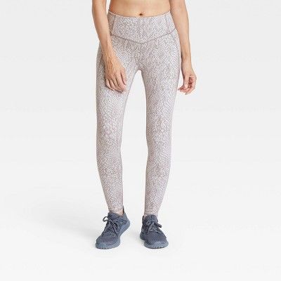 Women&#39;s Snake Print Jacquard Leggings - All in Motion&#8482; True White XS | Target