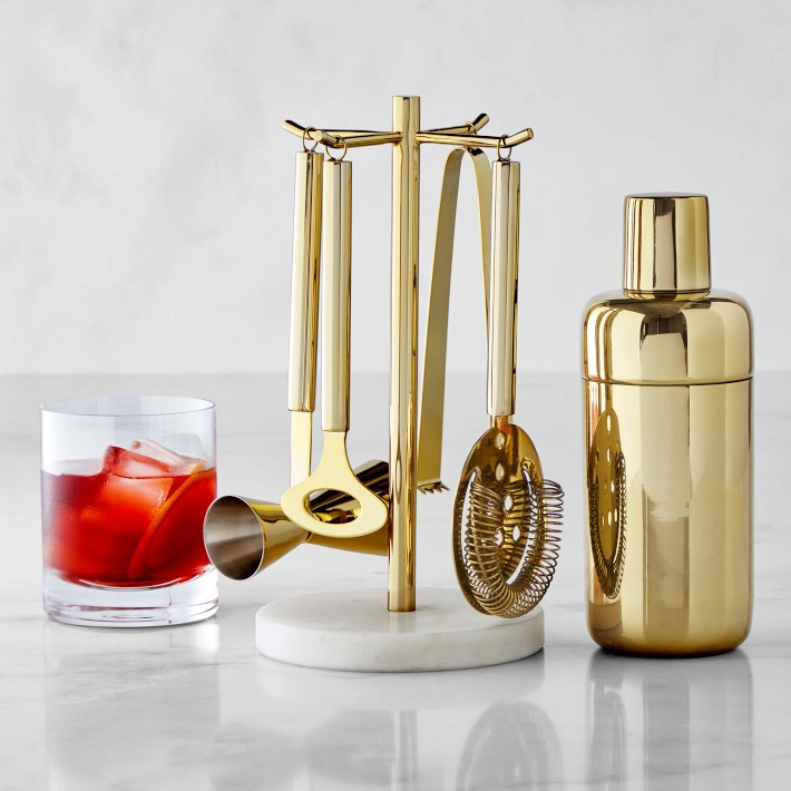 Williams Sonoma Brass and Marble Tool Shaker Set | Williams-Sonoma