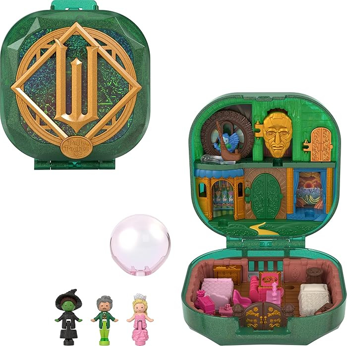 Polly Pocket x Wicked Collector Compact, Micro Dolls and Playset, 2 Themed Accessories, Iconic Shiz & Oz Locations, Glinda, Elphaba, & The Wizard, JFV04 | Amazon (UK)