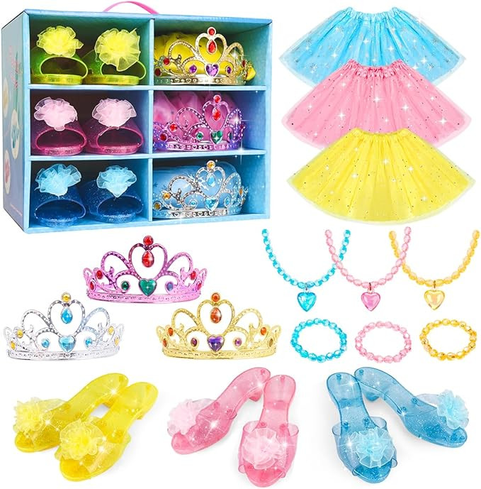 Meland Princess Dress Up Clothes for Toddlers with Skirts, Shoes, Crown & Play Jewelry, Princess ... | Amazon (US)