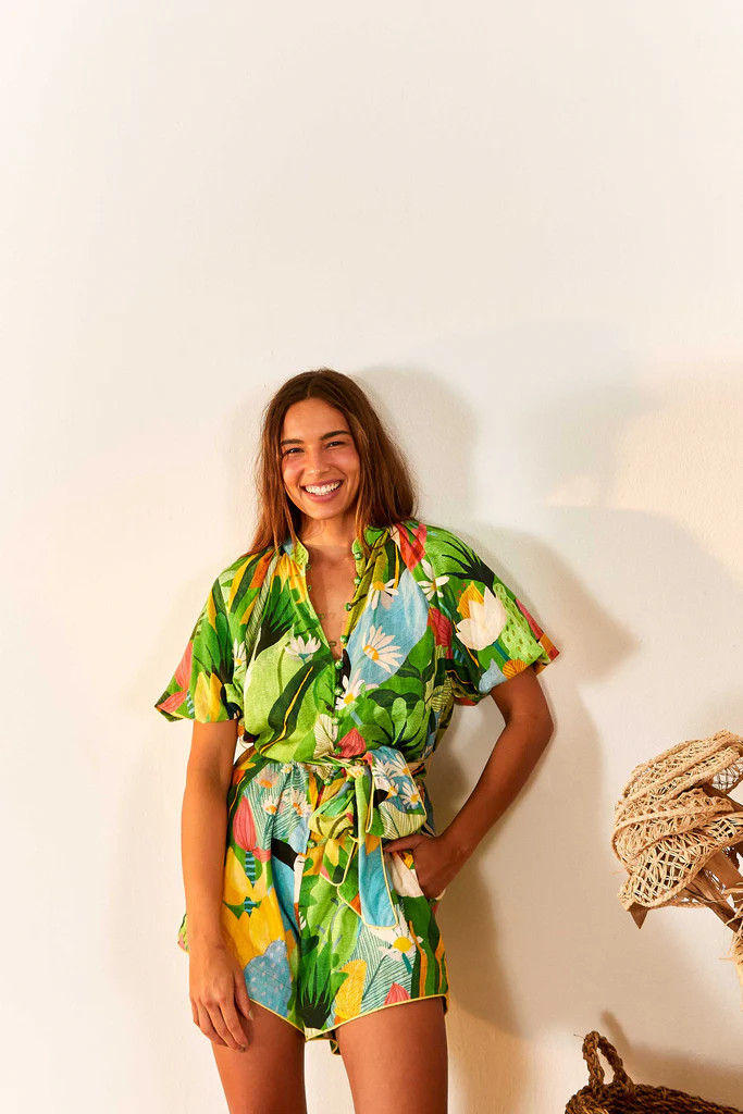 Vintage Toucans Belted Romper | FarmRio (US)