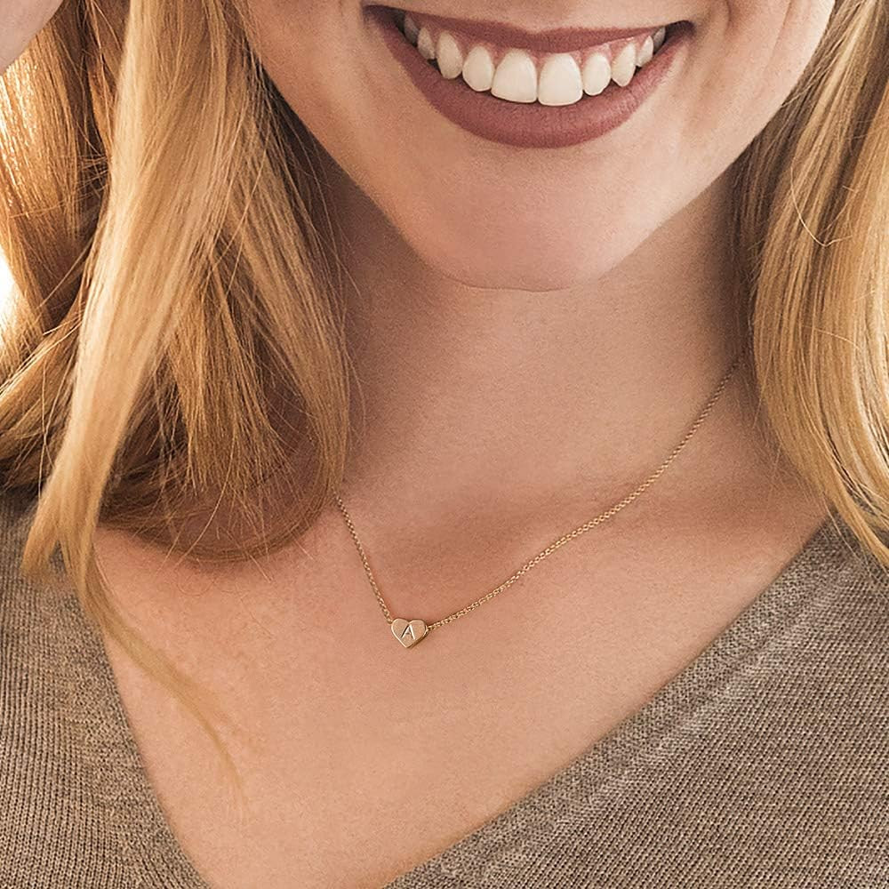 Heart Initial Necklaces for Women Girls - 14K Gold Filled Heart Pendant Letter Alphabet Necklace,... | Amazon (US)