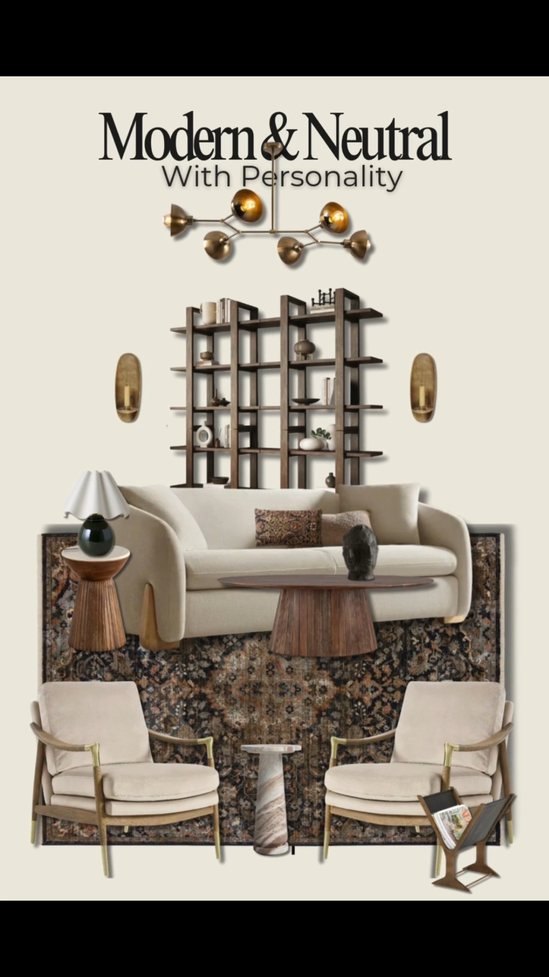 I’m just love this cozy modern living room look — it feels designer without the price tag! The curved sofa, layered neutrals, and warm brass details make it feel so high-end but still totally livable. That moody vintage rug ties everything together perfectly. I love that each piece has texture and personality — proof you can mix modern lines with classic warmth and still keep it comfy!

#LTKHome