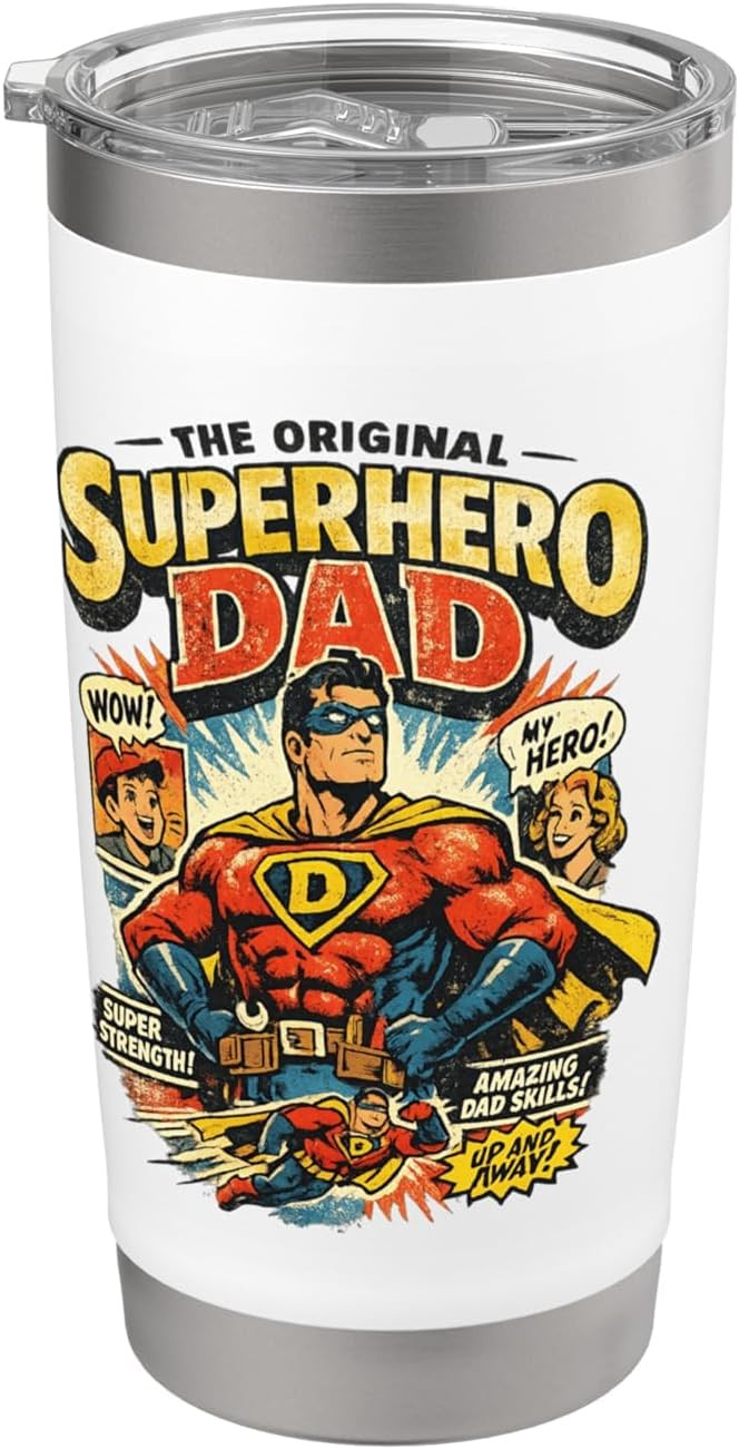 The Original Superhero Dad Vintage Comic Graphic Stainless Steel Insulated Tumbler | Amazon (US)