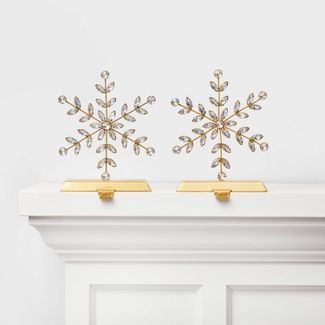 2pk Beaded Snowflake with Gold Base Stocking Holder - Wondershop™ | Target