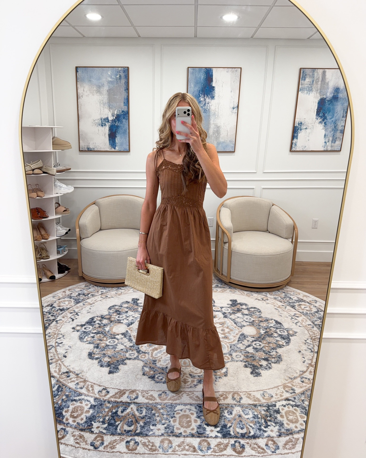 @Target chocolate brown midi dress just became the most beautiful thing in my summer wardrobe and I cannot stop wearing it 🤎☀️✨
The crochet lace detail, the smocked waist, the tiered ruffle hem — everything about this dress is romantic, feminine, and completely effortless. Paired with a woven clutch and bow ballet flats it is giving rich girl vacation energy at Target prices!

#LTKootd #LTKSeasonal #LTKTravel
