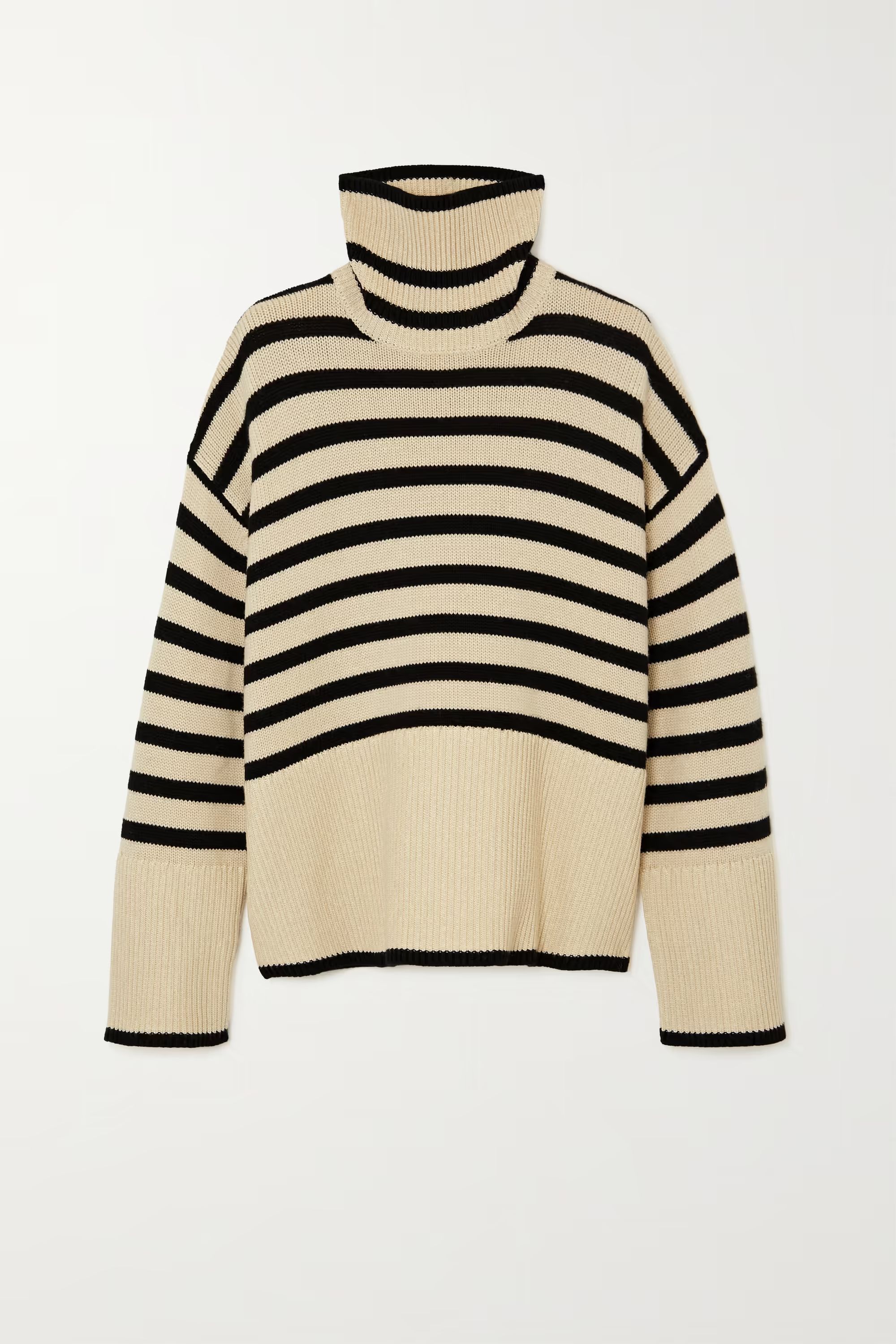Beige Striped wool and cotton-blend turtleneck sweater | TOTEME | NET-A-PORTER | NET-A-PORTER (UK & EU)