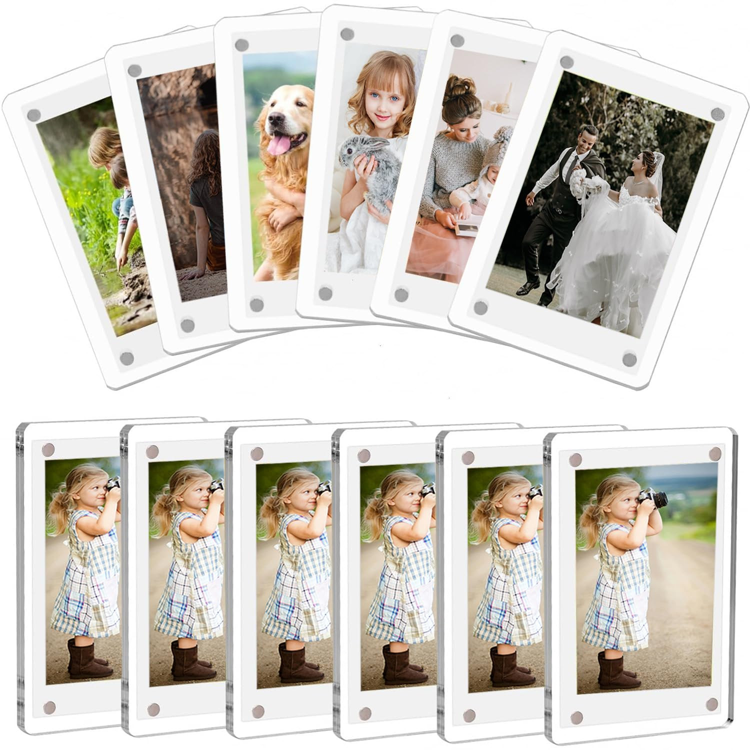 12pcs Acrylic Fridge Magnetic Picture Frame, Fridge Magnet Frame for Polaroid, Double Sided Refri... | Amazon (CA)