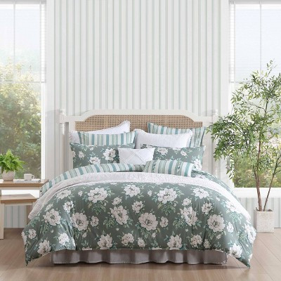 Laura Ashley Wisley Floral Green King 7pc Comforter Sham Bonus Set | Target