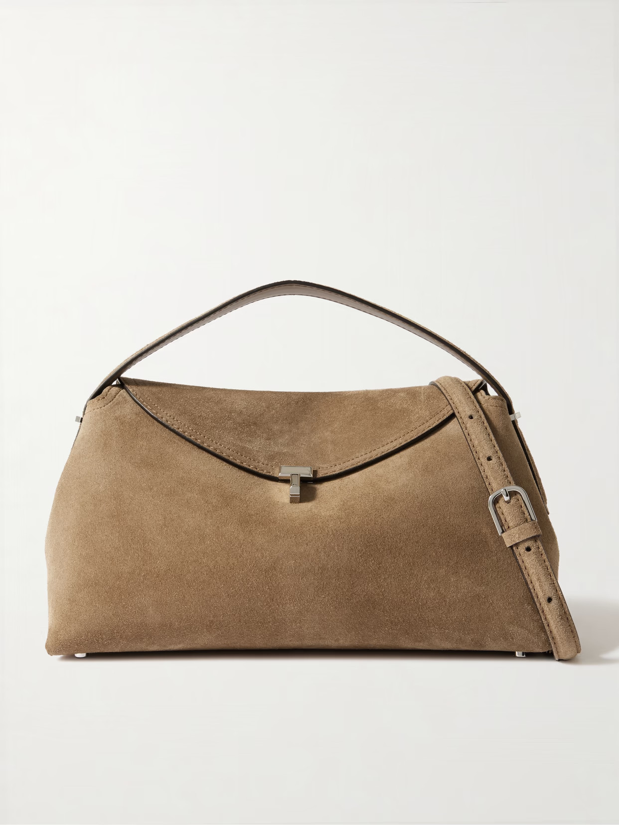 TOTEME - T-lock Suede Shoulder Bag - Brown | NET-A-PORTER (UK & EU)