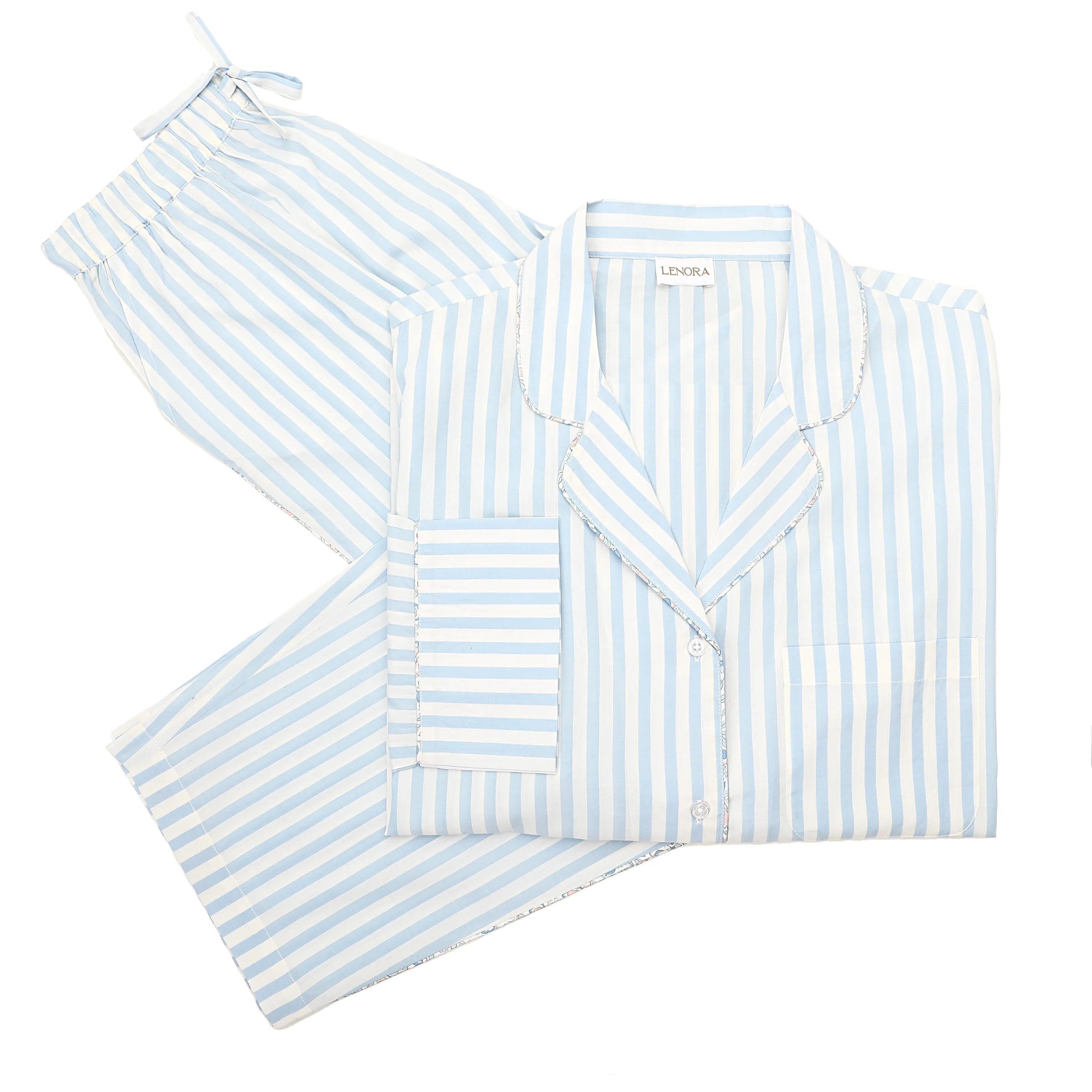 CLASSIC COTTON STRIPED CAPRI PAJAMAS | Lenora