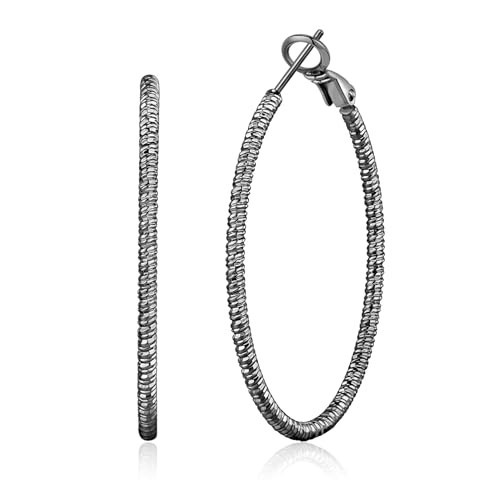 OOOPEL Large Black Hoops Earrings for Women,Big Black Earrings Hoops Lightweight Hypoallergenic Hoop Earring for Women 20MM 30MM 40MM 50MM 60MM 70MM | Amazon (US)