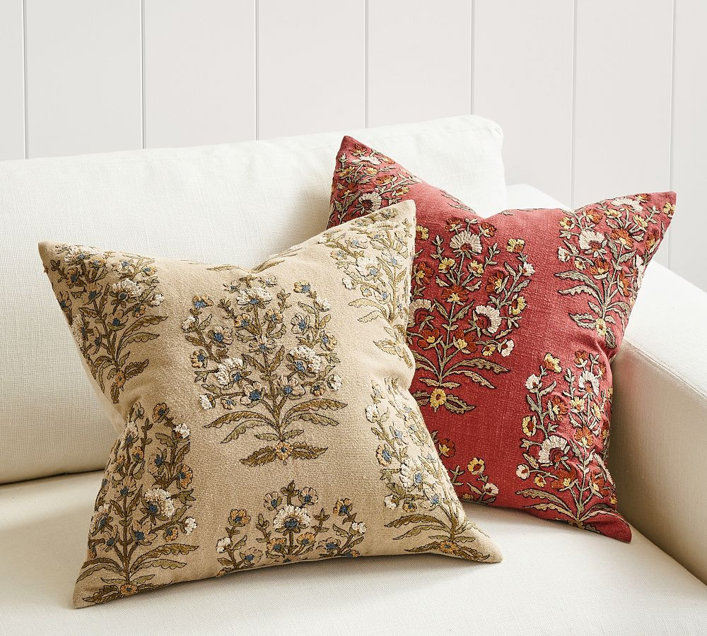 Desiree Floral Embroidered Pillow | Pottery Barn (US)