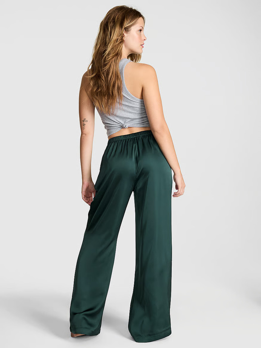 Buy Satin Pull-On Trouser Pants, Deep Forest - Order Bottoms online - PINK US | Victoria's Secret (US / CA )