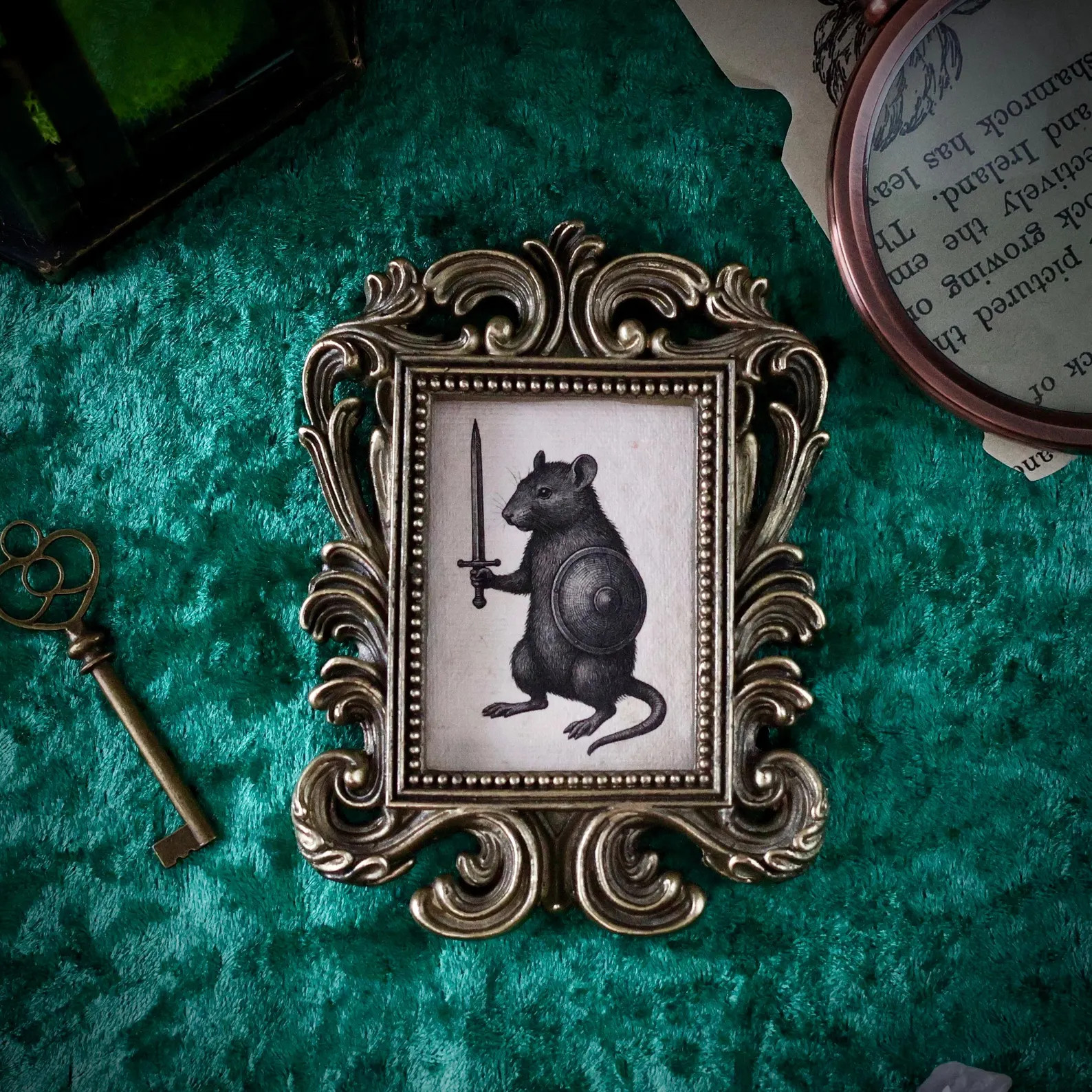 Mouse With Sword & Shield Baroque Mini Vintage Style Frame – Gothic Cottagecore Decor, Dark Aca... | Etsy (US)