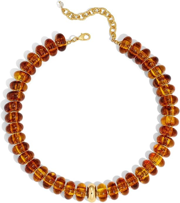 Chunky Colorful Bead Necklace Summer Fashion Statement Boho Beaded Chunky Necklace for Women Adju... | Amazon (US)