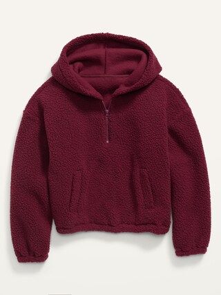 Cozy Sherpa Quarter-Zip Pullover Hoodie for Girls | Old Navy (US)