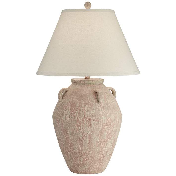 Ria Blush Terracotta Handle Jar Table Lamp | LampsPlus.com