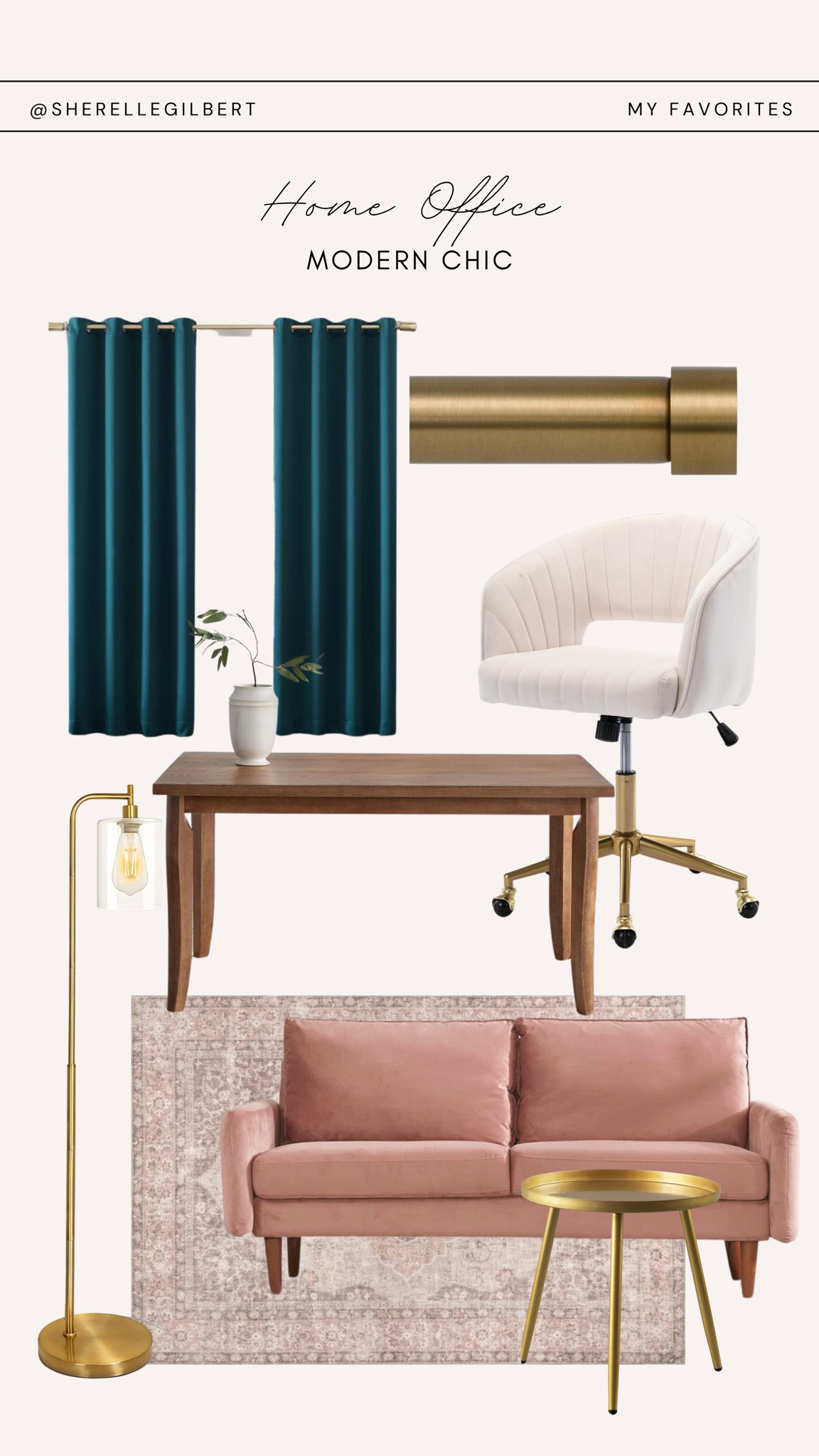 I was going for a modern chic vibe with my home office. I love gold accents with the dusty pink. 

#LTKhome