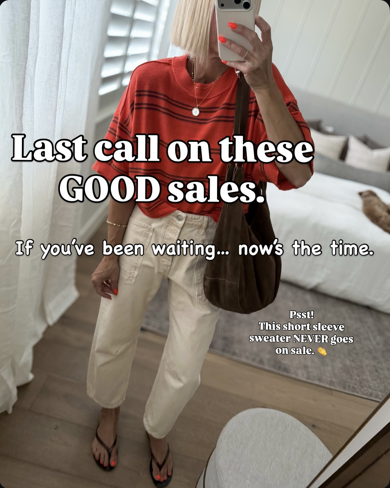 LAST CHANCE 🚨 These are the sale finds I wouldn’t wait on! Target, Anthropologie, Old Navy, Gap + more — grab your favorites before the prices go back up.
* Everything fits through a size unless noted below.
Size down in orange striped sweater and ecru jeans.
Size down in black drawstring pants.
Stripes t shirt is men’s - wearing a medium and I cut it to a shorter length.✂️
I size up in the cotton denim chamber shirt for a looser fit. We don’t want puckering and pulling buttons.

#LTKOver40 #LTKSaleAlert #LTKmomlife