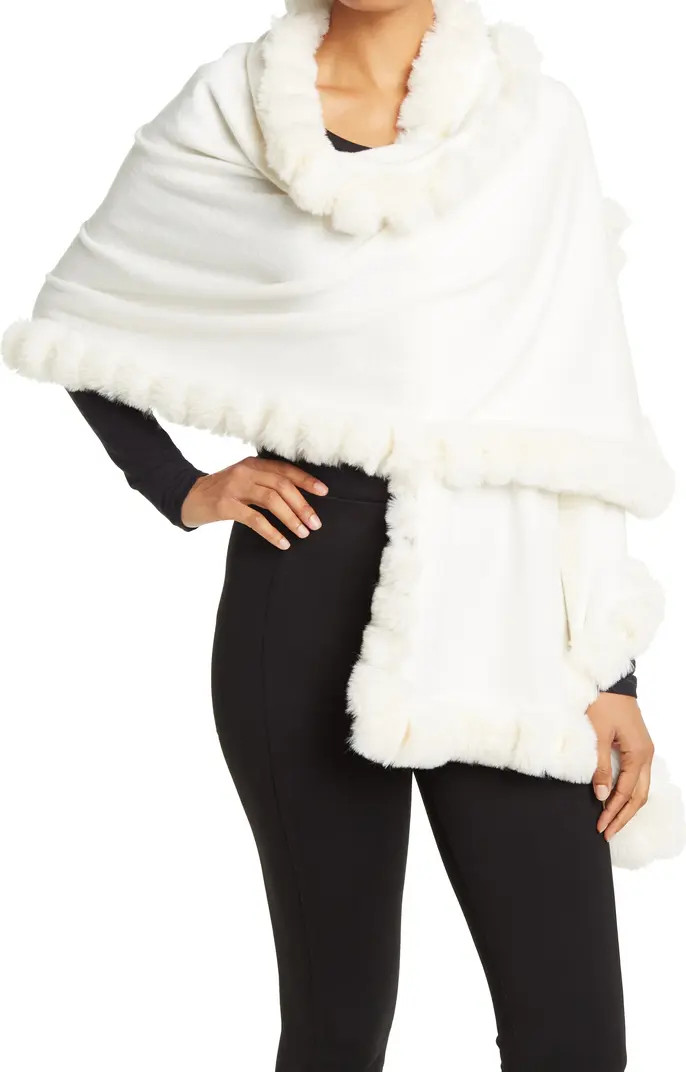 La Fiorentina Faux Fur Trim Wrap Scarf | Nordstromrack | Nordstrom Rack