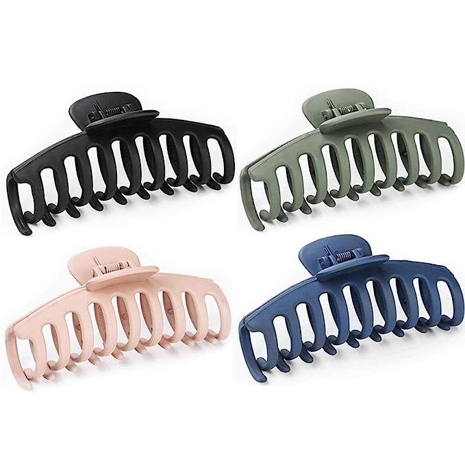 4 Pcs Acrylic Matte Hair Claw Clips Non Slip Hair Jaw Clips Large Hair Barrette Clamps Ponytail H... | Amazon (US)