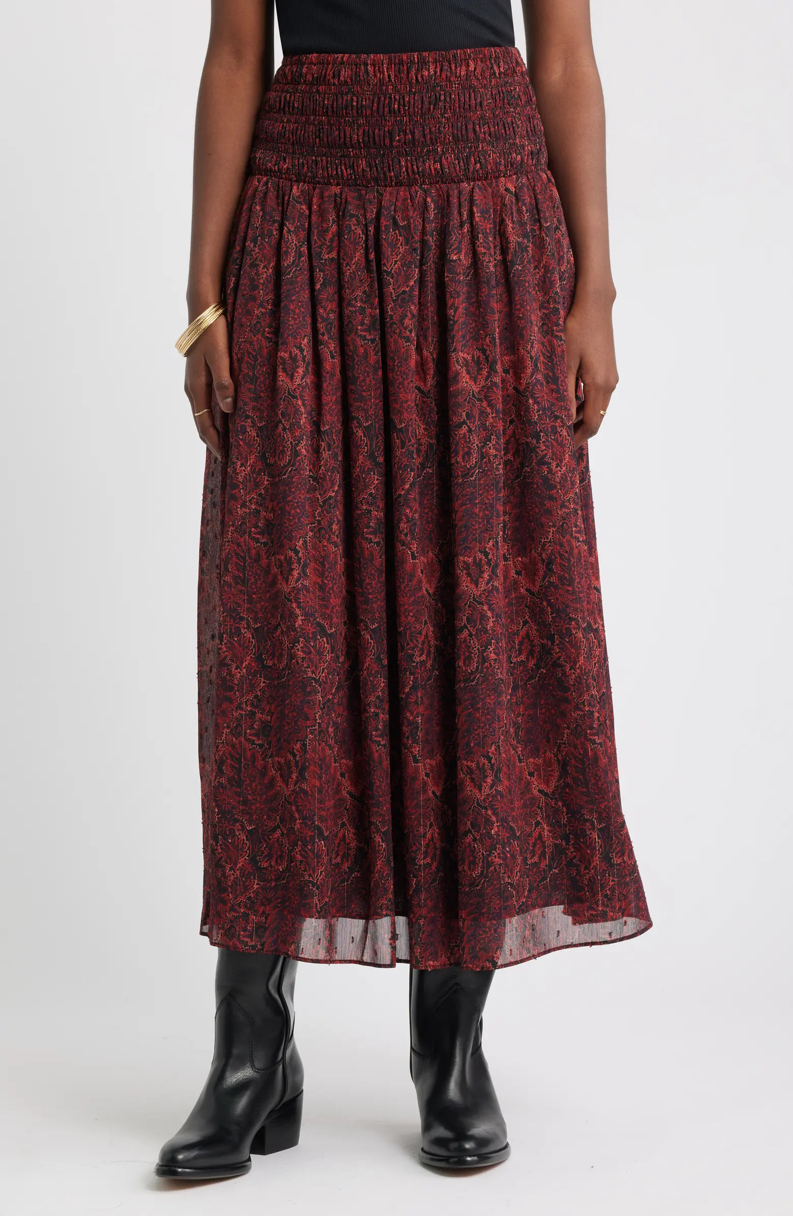 Treasure & Bond Smocked Wiast Maxi Skirt | Nordstrom | Nordstrom