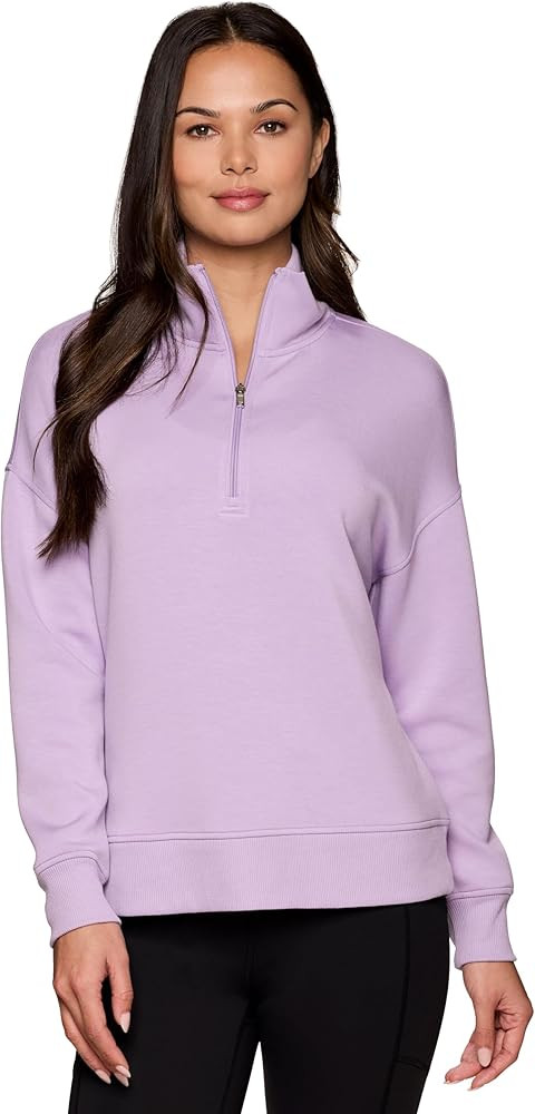 RBX 1/4 Zip Scuba Sweatshirt for Women, Relaxed Lightweight Mock Neck Quarter Zip Pullover | Amazon (US)