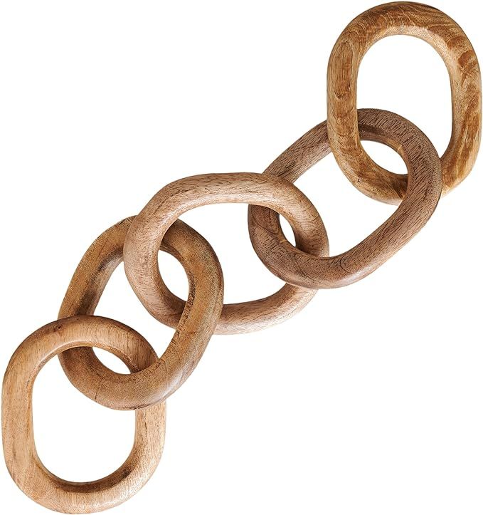 Wood Chain Link Decor Hand Carved 5-Link Wood Knot Decorative Chain, Rustic Wood Link Decorative ... | Amazon (US)