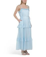 Ruffle Tiered Crinkle Chiffon Maxi Dress | TJ Maxx