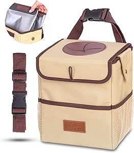 Creathing Car Trash Can with Lid, Detachable Lining | Console, Floor, Seat Hanging Car Garbage Bi... | Amazon (US)