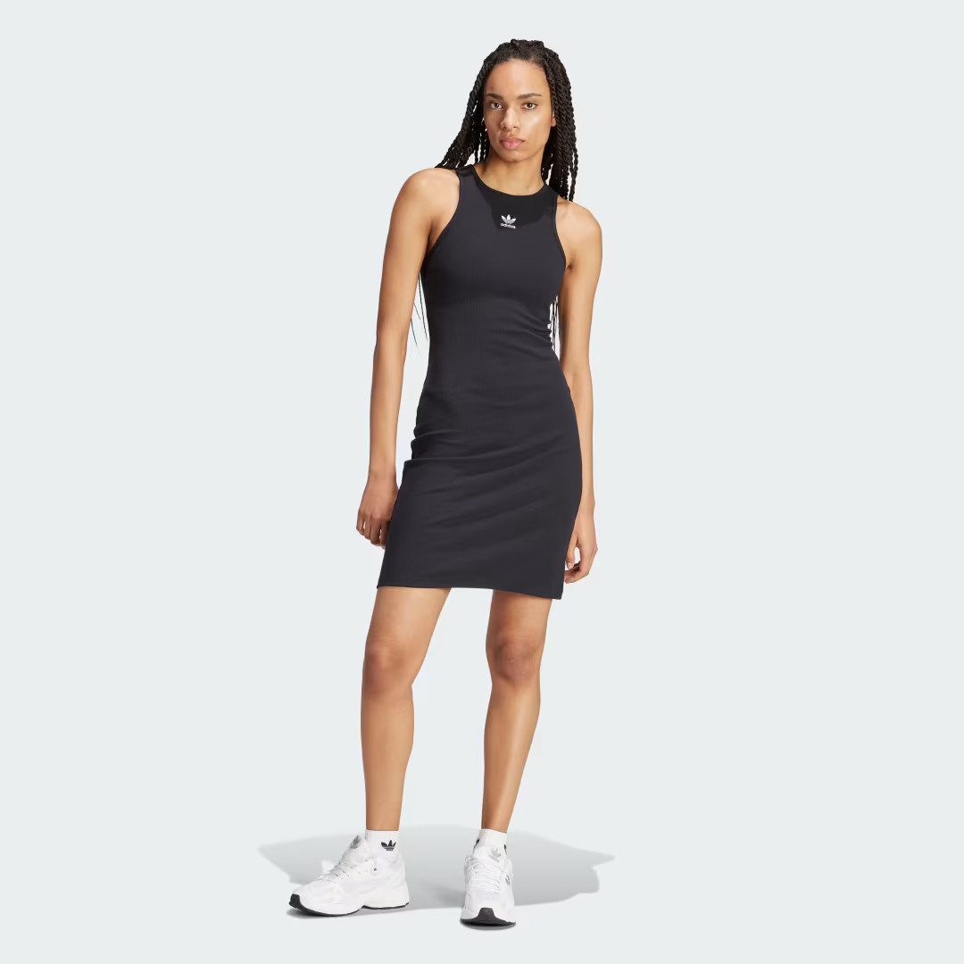 adidas Essentials Rib Tank Dress Black 2XS Womens | adidas (US)