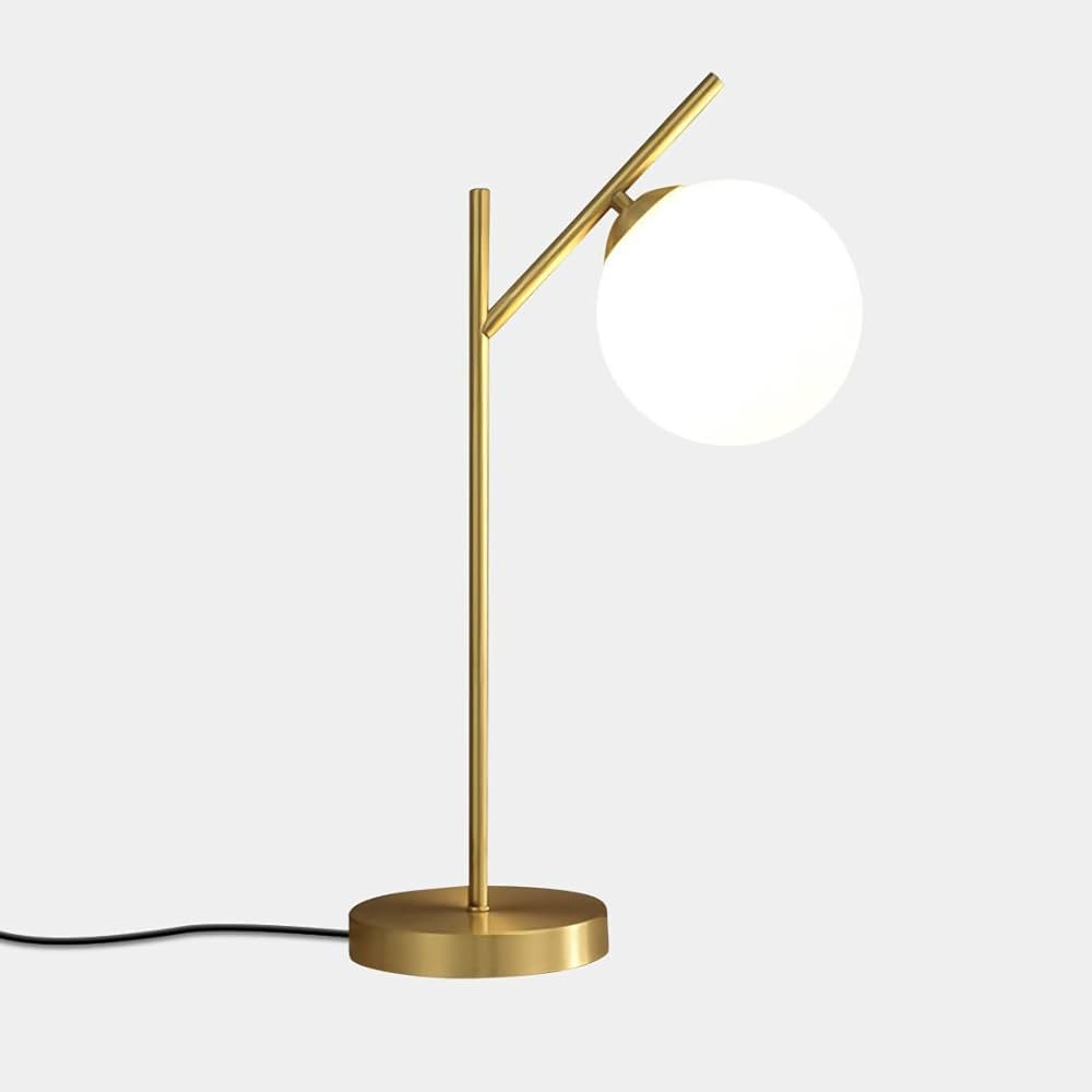 Fulesi Globe Table Lamp 1 Light Brass Glass Globe Table Lamp Contemporary Metal Table Lamp Bedsid... | Amazon (US)